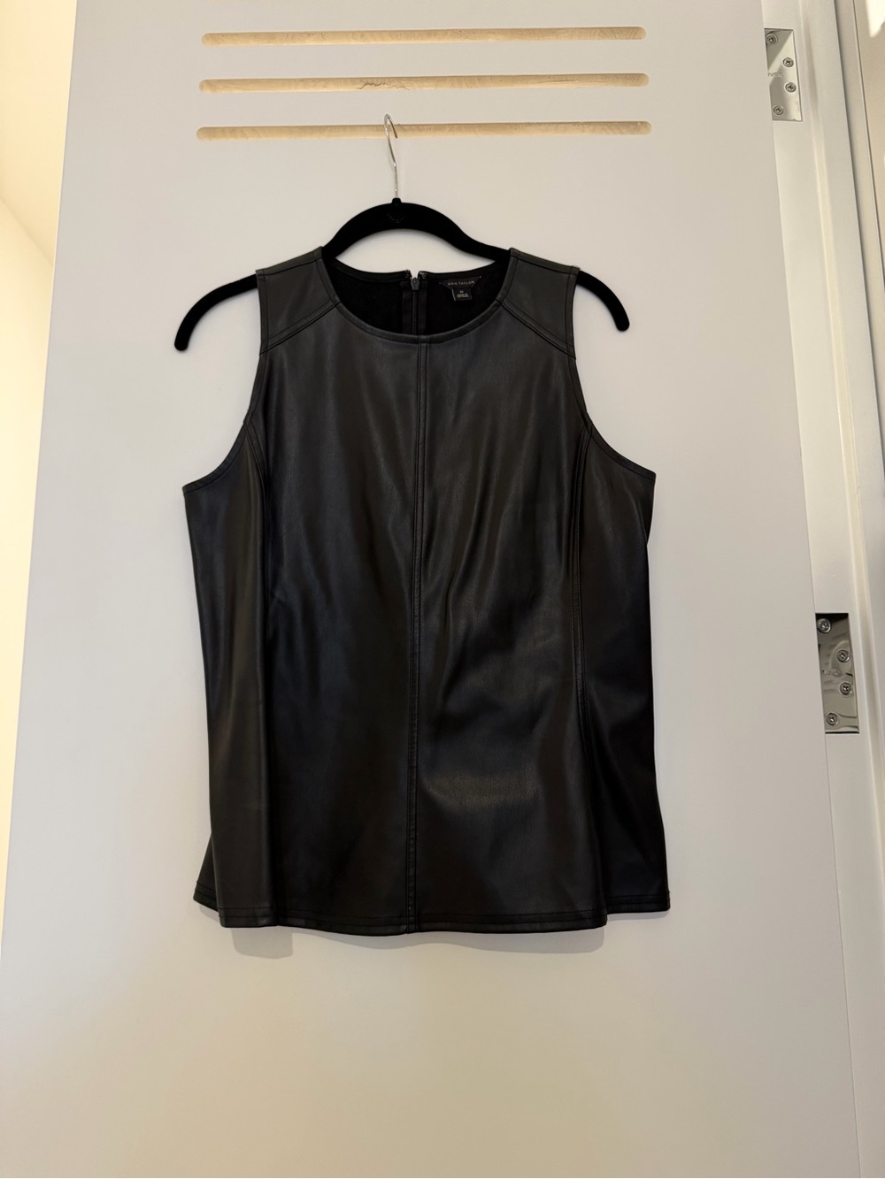 Ann Taylor Black Faux Leather Sleeveless Shell
